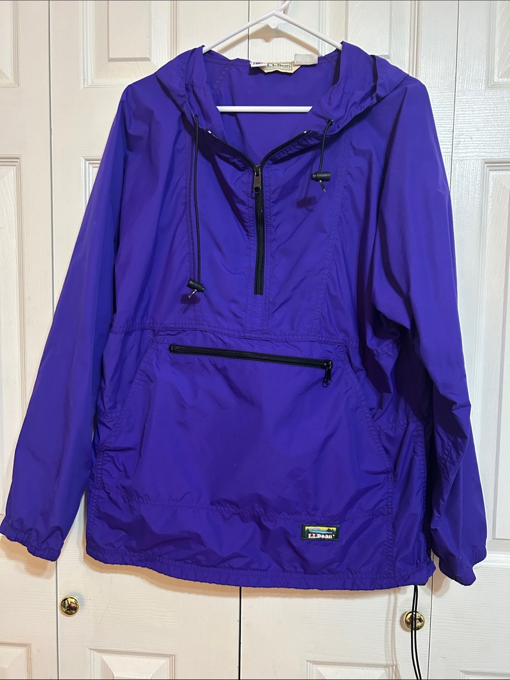 L.L. Bean Purple Hooded Pullover Rain Anorak